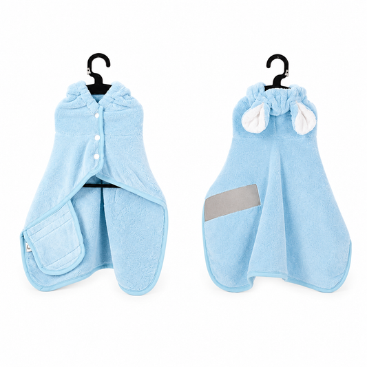 Dog Drying Robe — Coral Fleece with Rabbit Ears