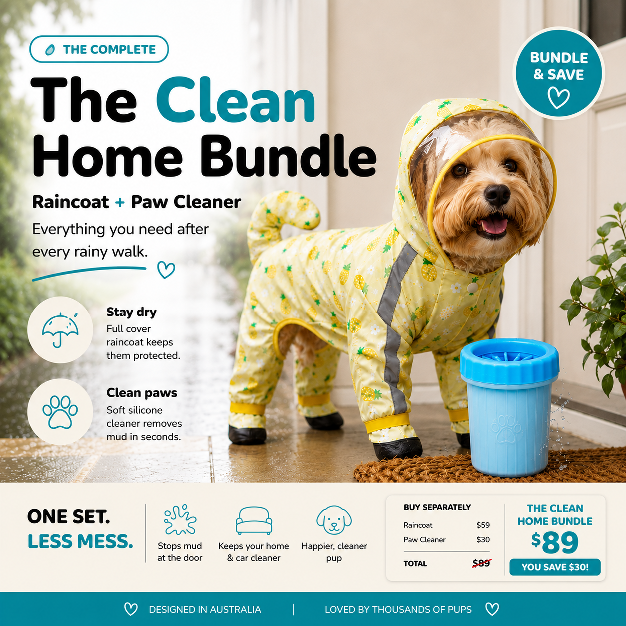 The Clean Home Bundle — Full-Cover Raincoat + Paw Cleaner