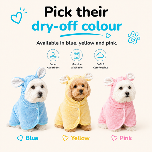 Dog Drying Robe — Coral Fleece with Rabbit Ears