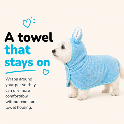 Dog Drying Robe — Coral Fleece with Rabbit Ears