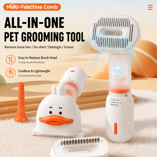 4-in-1 Deshedding Grooming Brush with Hair Collection Chamber