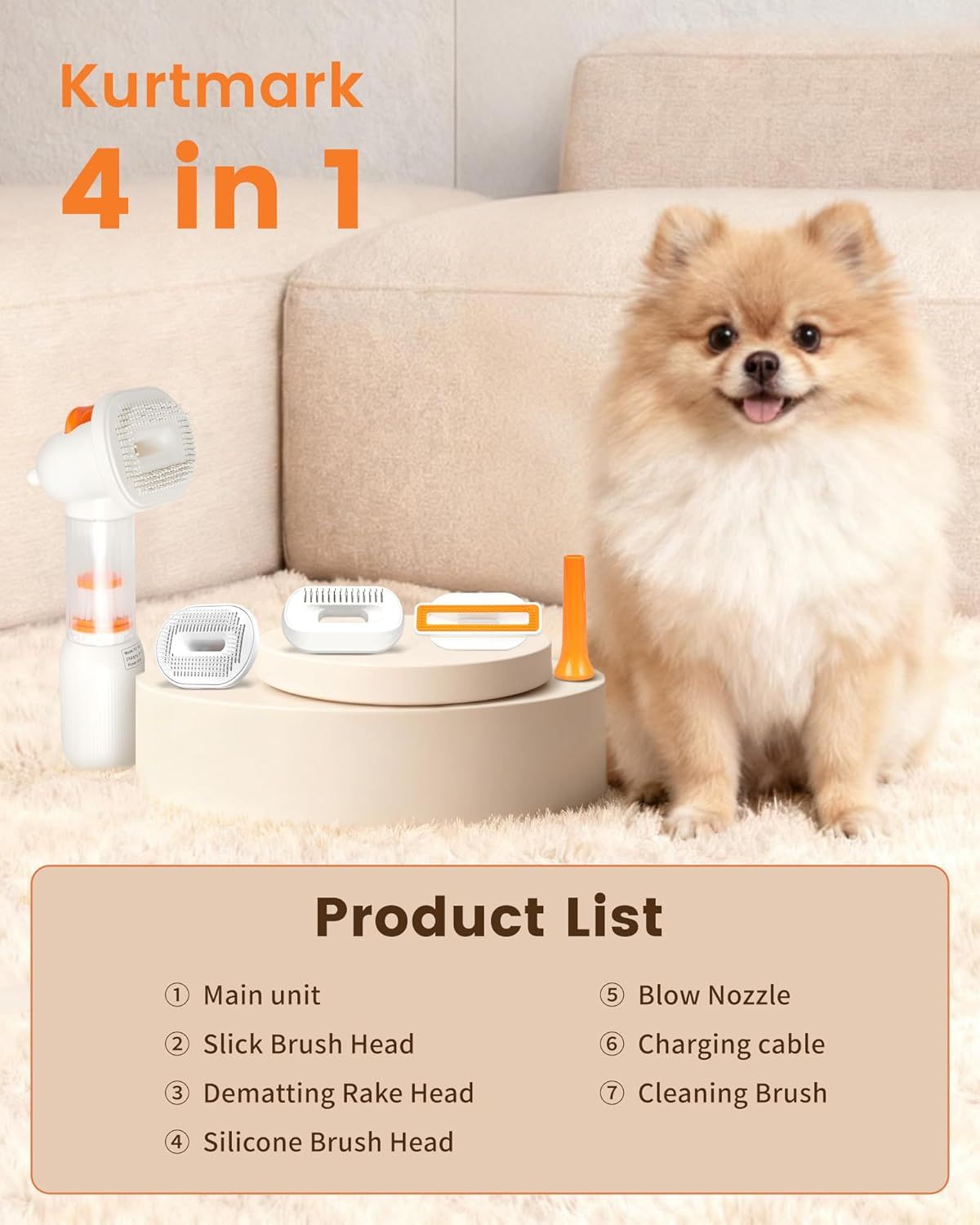 4-in-1 Deshedding Grooming Brush with Hair Collection Chamber