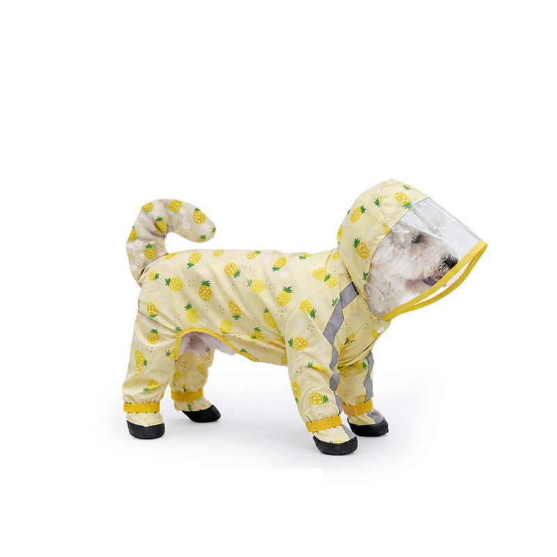 Pineapple Paradise Full-Cover Dog Raincoat - Size XL