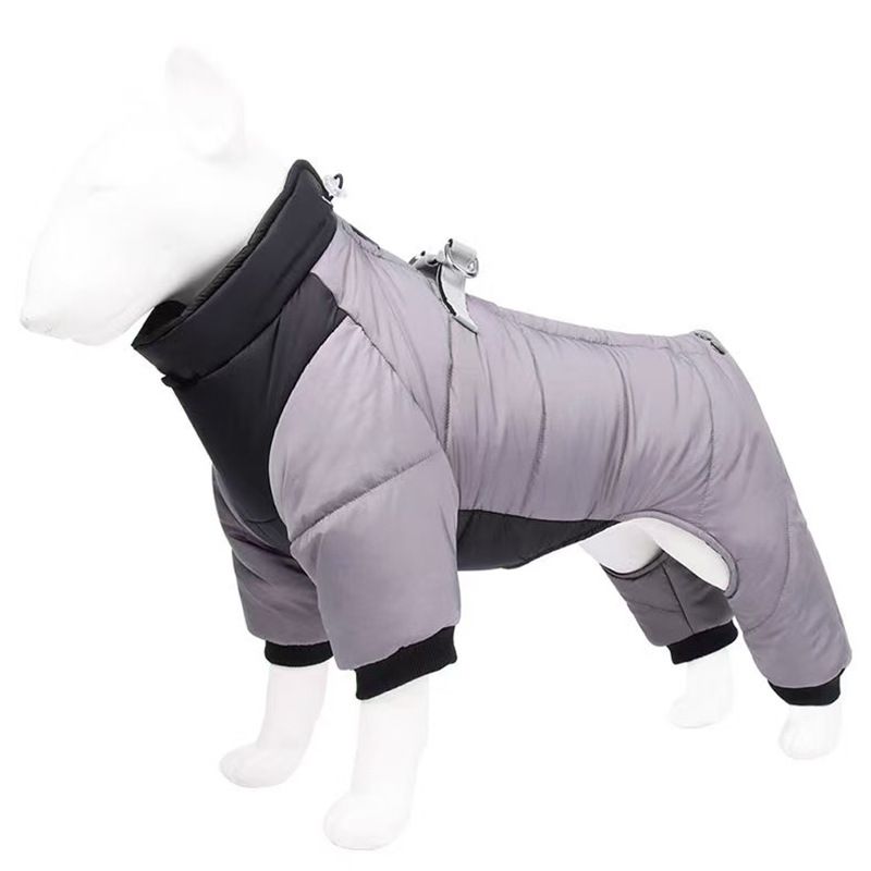 Grey Winter Warmer padded full-cover dog coat