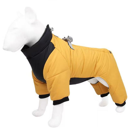 Yellow Winter Warmer padded full-cover dog coat