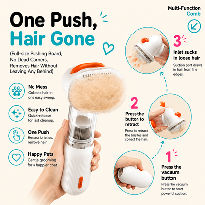4-in-1 Deshedding Grooming Brush with Hair Collection Chamber